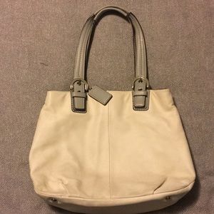 Coach off white and gray leather bag